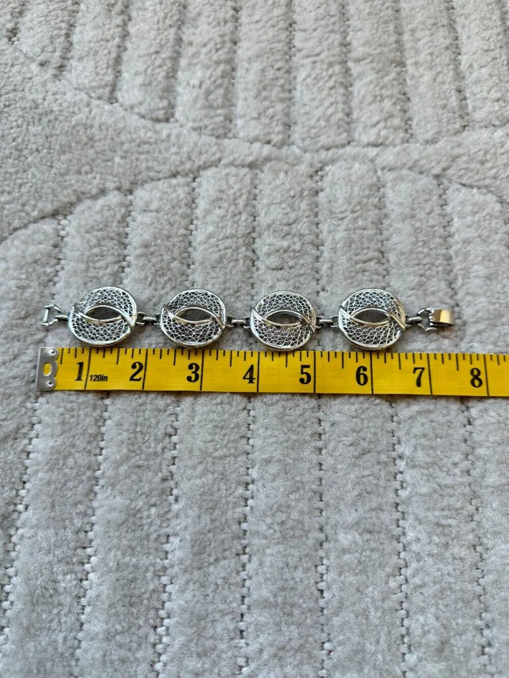Vintage Sarah Coventry Silver Tone Openwork Link Bracelet 7.25” Signed